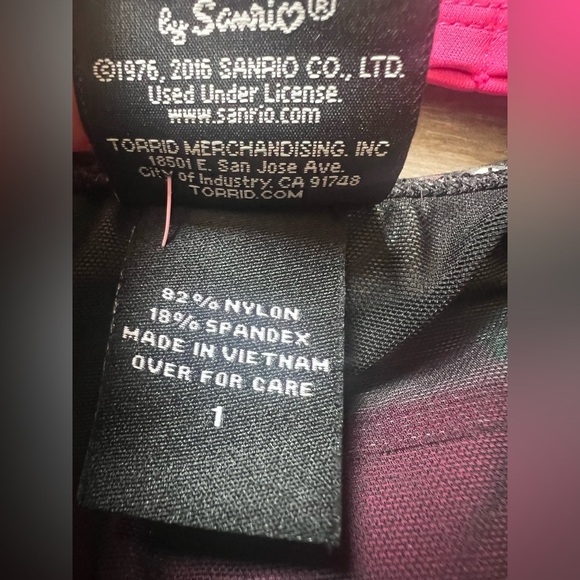 Torrid x Hello Kitty Black and Pink Floral Underwire Strapless One Piece Suit. 1 - Picture 9 of 14